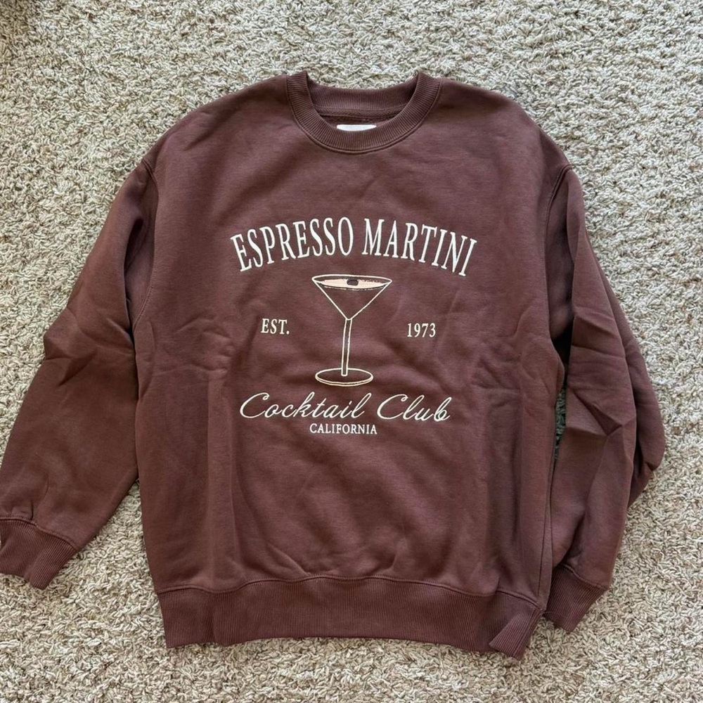 Espresso Martini Cocktail Club Crewneck Sweatshirt - Brown